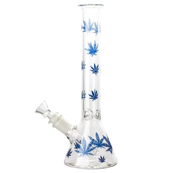 10.4″ Leaf Print Glass Beaker Bong – Puffing Bird
