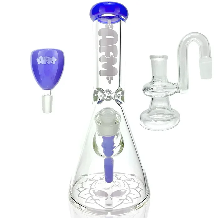 12″ AFM Chubbi Beaker Clear Colored Lip Beaker Bong + Dry Catcher Bundle
