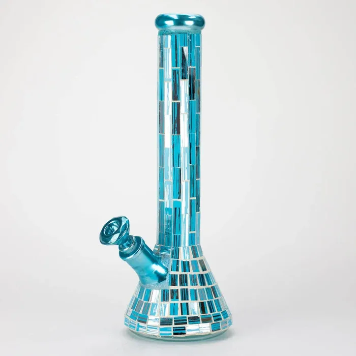 15.5″ Mosaic 7mm glass beaker bong with tree arm percolator