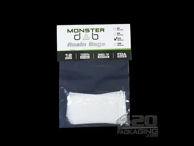 2×4 Inch Monster Dab 120 Micron Rosin Bags 12/Box