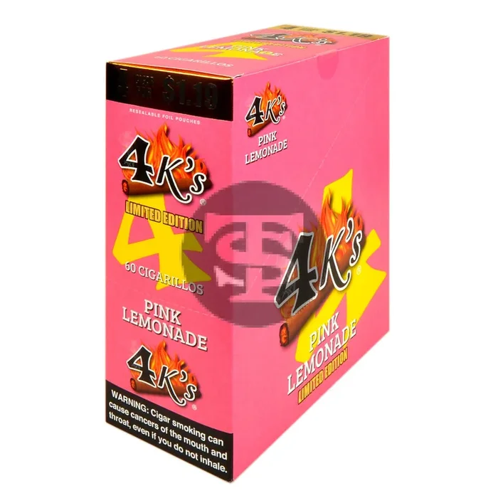 4 Kings Cigarillos 15 Packs of 4 Pink Lemonade, Pre-Priced $1.19