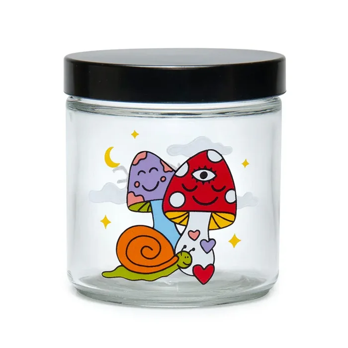 420 Science Clear Screw Top Jar | Woke Cosmic Mushroom