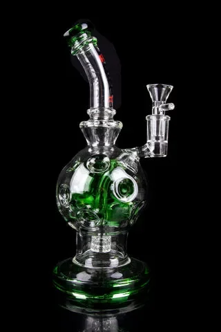 “The Reactor” Swiss Sphere Style Water Pipe with Bent Neck and Color Accents