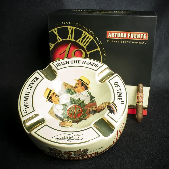 Arturo Fuente Hands of Time Ashtray – Cream + Short Story Cigar