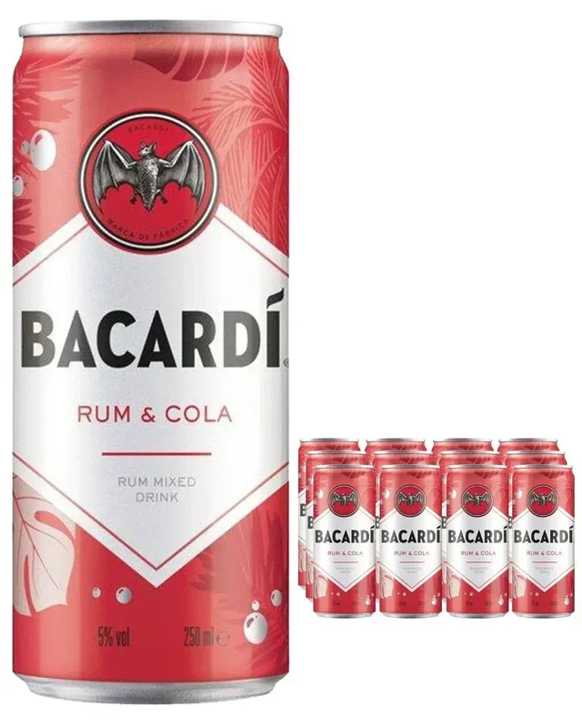 Bacardi Rum & Cola Premixed Cocktail Can Multipack, 12 x 250 ml