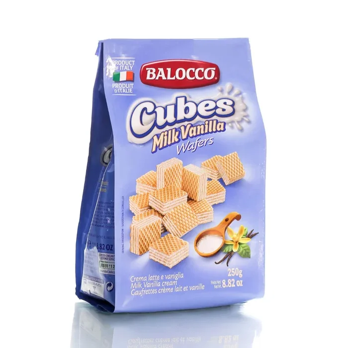 Balocco Cubes Milk Vanilla Wafers 250g