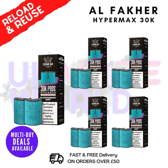 Blackcurrant Mint AL Fakher 30K Box Of 5 Replacement Pods