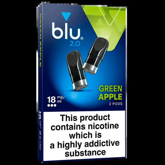 Blu 2.0 Green Apple Vape Pods 18mg/ml 2 Pack