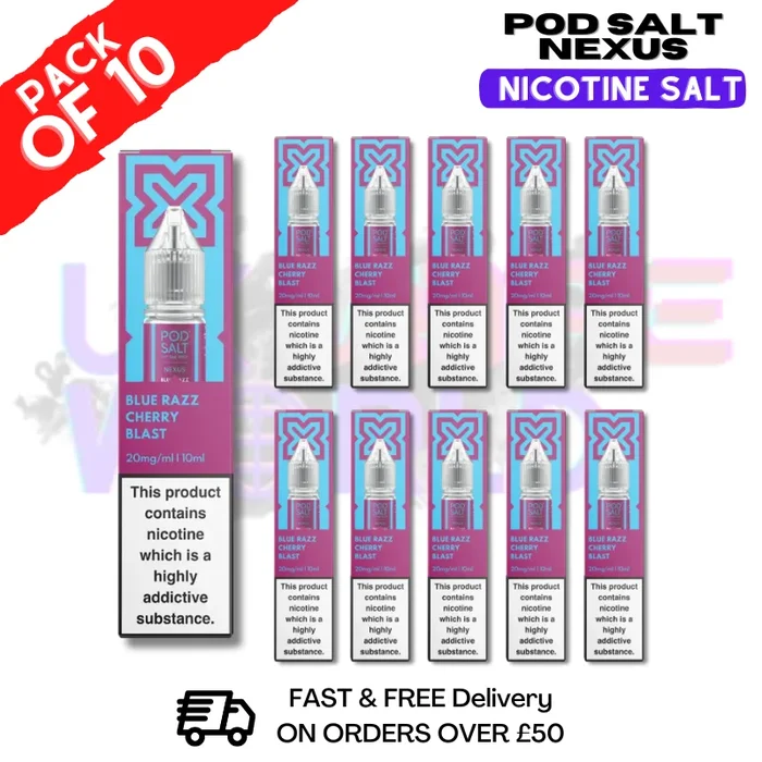 Blue Razz Cherry Pod Salt Nexus Nic Salt Box Of 10