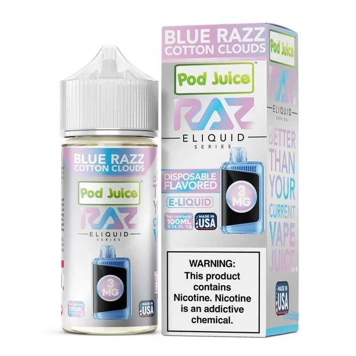 Blue Razz Cotton Clouds – POD Juice x RAZ 100mL