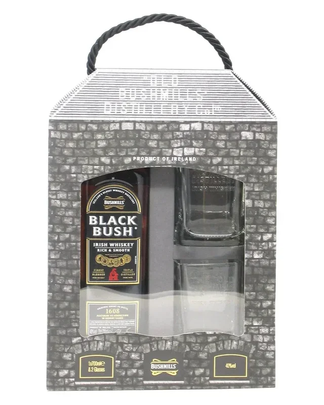 Bushmills Black Bush Whiskey Glass Gift Pack, 70 cl