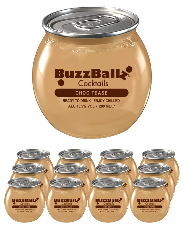 BuzzBallz Choc Tease Cocktail Multipack, 12 x 200 ml