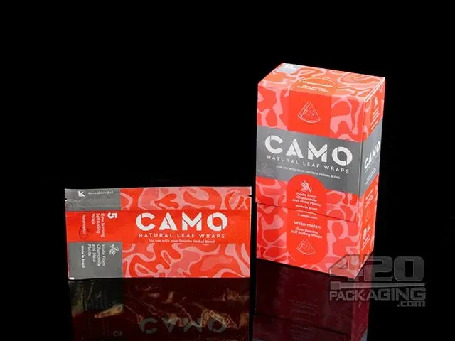 CAMO | ‘Retail Display’ Natural Leaf Resealable Pouch Blunt Wraps | 109mm – Watermelon – 25 Count