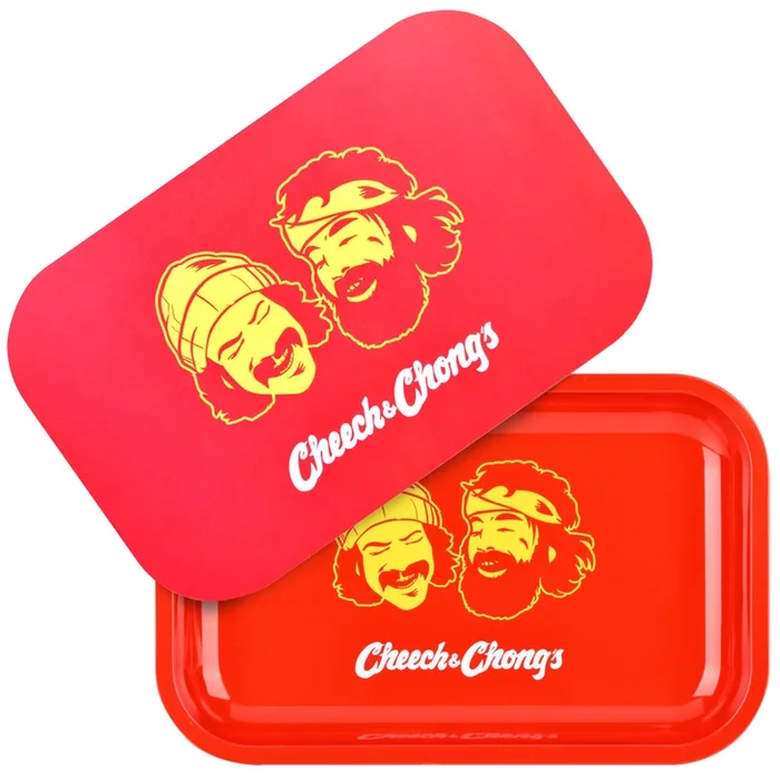 Cheech & Chong Metal Rolling Tray With Lid – Red Faces