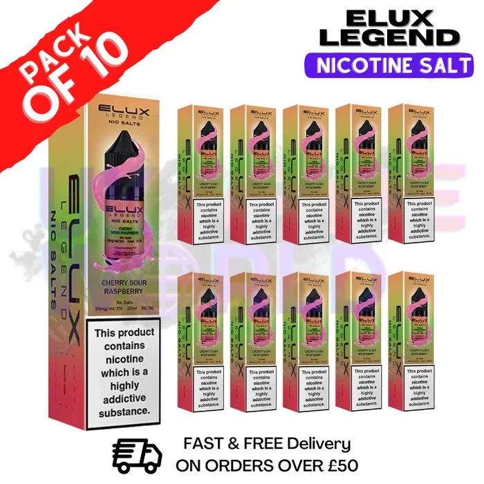 Cherry Sour Raspberry Elux Legend Nic Salt Pack / BOX OF 10