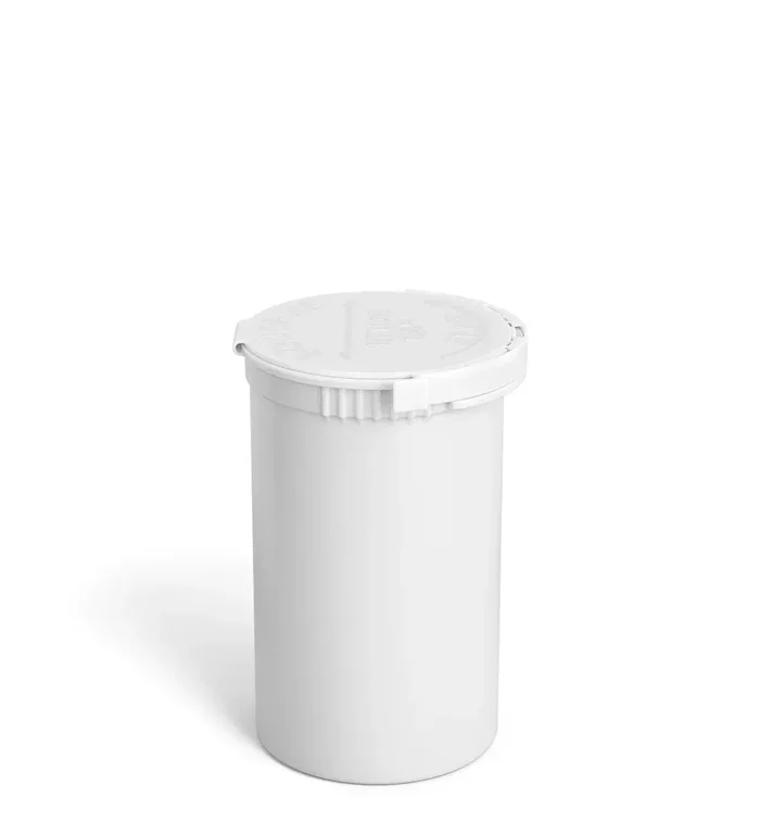 Child Resistant & Tamper Evident | Opaque White Pop Top PCR Bottles | 19dr – 3.5g – 256 Count