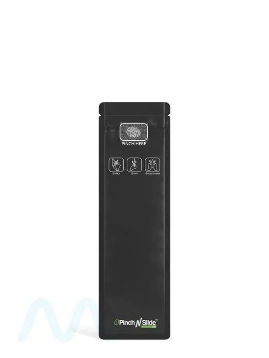 Child Resistant & Tamper Evident | Pinch N Slide 3.0 Matte Black PCR Mylar Bags | 2.4in x 7.8in – 2.5g – 250 Count