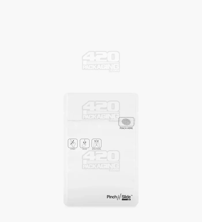 Child Resistant & Tamper Evident | Pinch N Slide 3.0 Matte White Mylar Bags | 3.4in x 4.4in – 1g – 250 Count