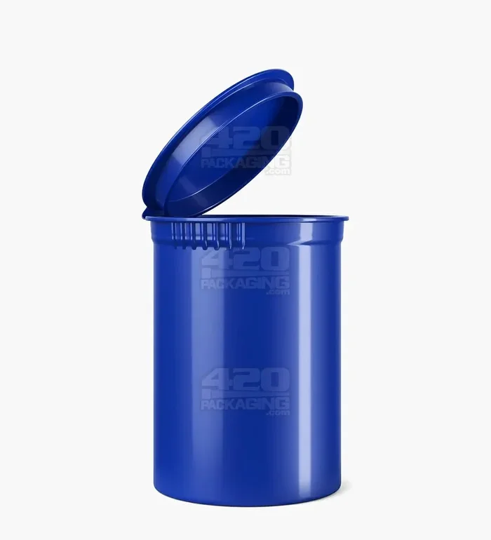 Child Resistant | Opaque Blueberry Pop Top PCR Bottles | 30dr – 7g – 150 Count