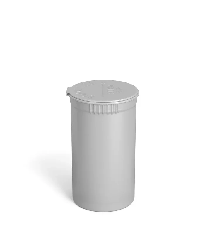 Child Resistant | Opaque Silver Pop Top PCR Bottles | 19dr – 3.5g – 225 Count