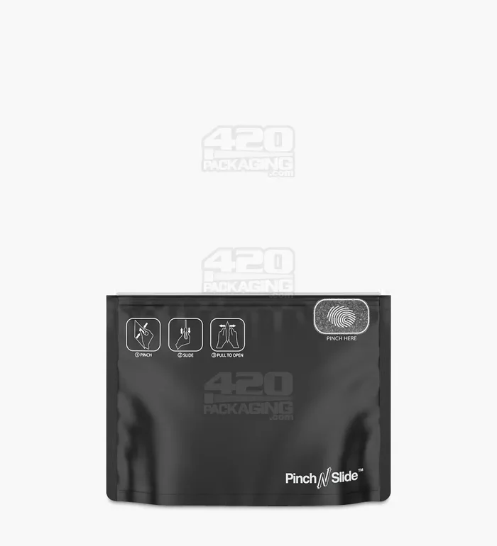 Child Resistant | Pinch N Slide ASTM Matte Black Mylar Exit Bags | 8in x 6in – 28g – 250 Count
