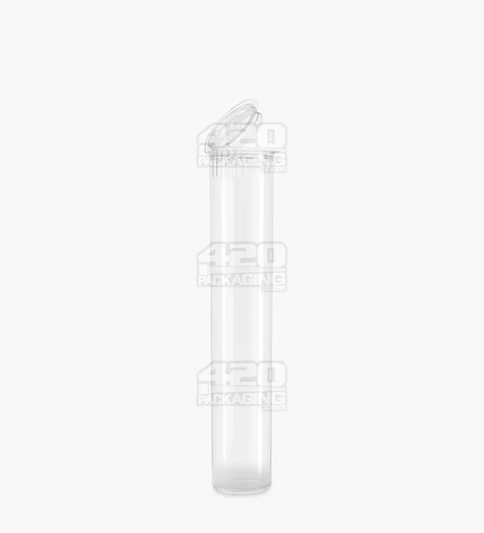 Child Resistant | Pop Top Plastic PCR Pre-Roll Tubes (Open) | 95mm – Clear – 1000 Count