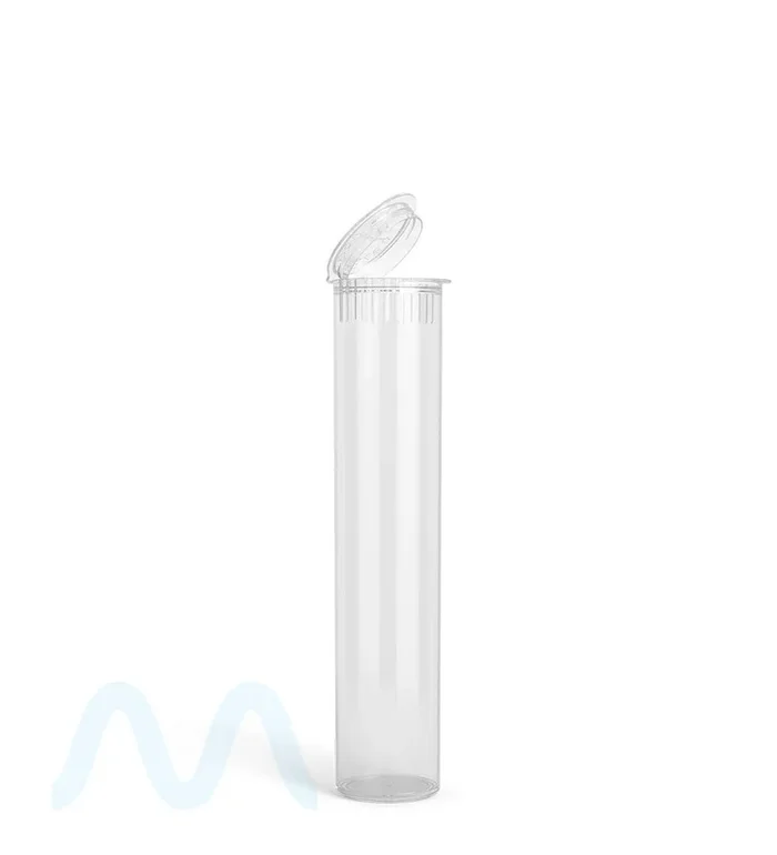 Child Resistant | Pop Top Plastic Pre-Roll PCR Tubes (Open) | 90mm – Clear – 1000 Count