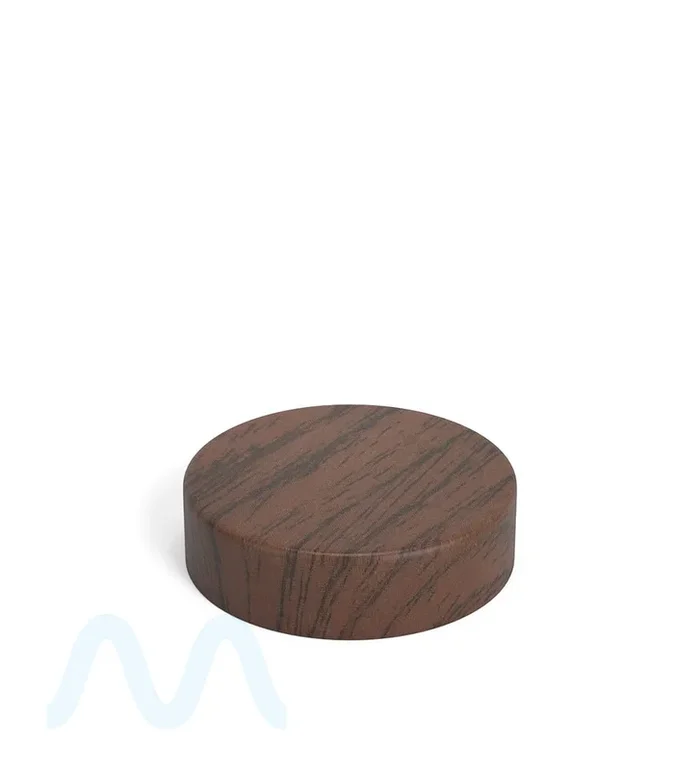 Child Resistant | Smooth Flat Push Down & Turn Plastic Caps w/ Foam Liner | 50mm – Red Wood – 100 Count
