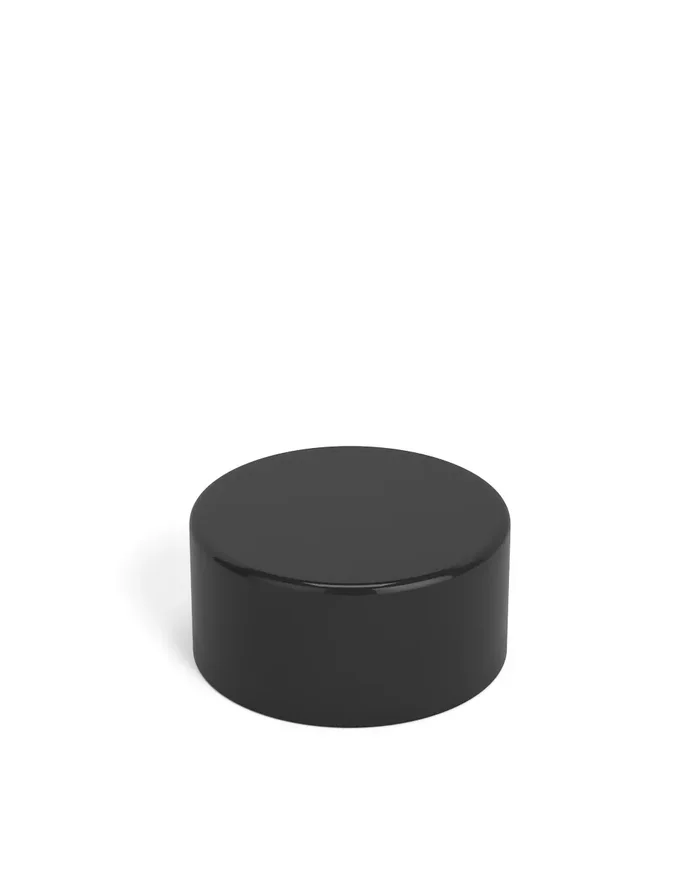 Child Resistant | Smooth Push Down & Turn Plastic Caps w/ Foil Liner | 28mm – Glossy Black – 504 Count