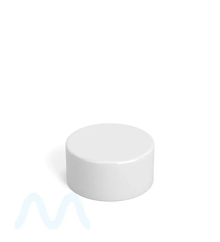 Child Resistant | Smooth Push Down & Turn Plastic Caps w/ Foil Liner | 28mm – Glossy White – 504 Count