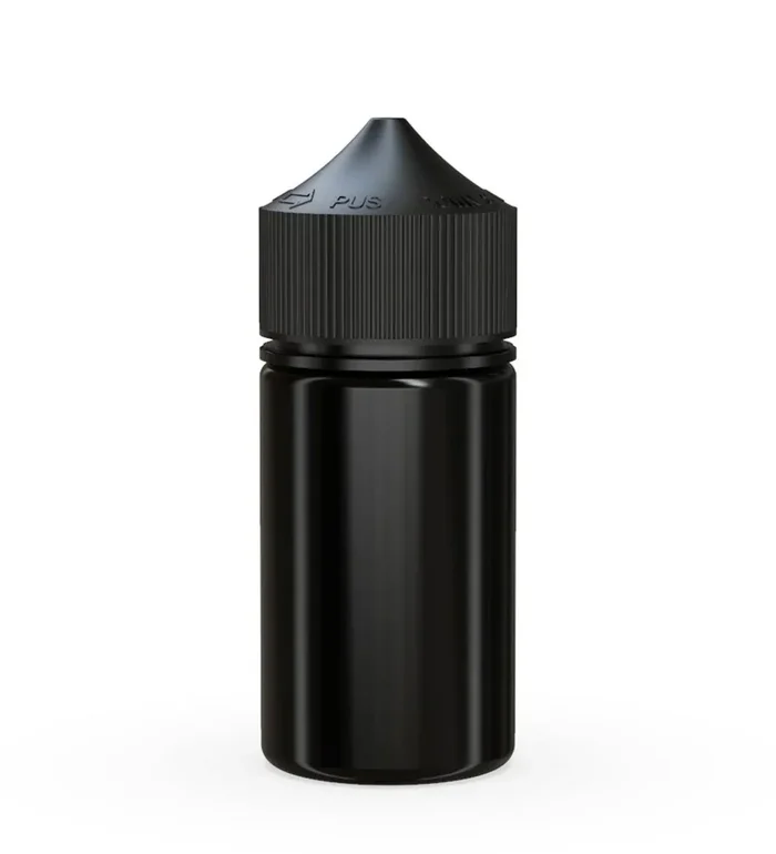 CHUBBY GORILLA | Child Resistant Mini Unicorn PET Dropper Bottles Black | 60mL – w/ Black Lid – 500 Count