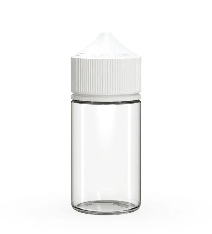 CHUBBY GORILLA | Child Resistant Mini Unicorn PET Dropper Bottles Clear | 60mL – w/ White Lid – 500 Count