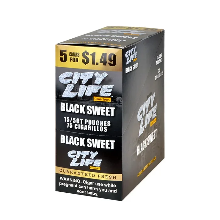 City Life Cigarillos Black Sweet 15 Packs of 5