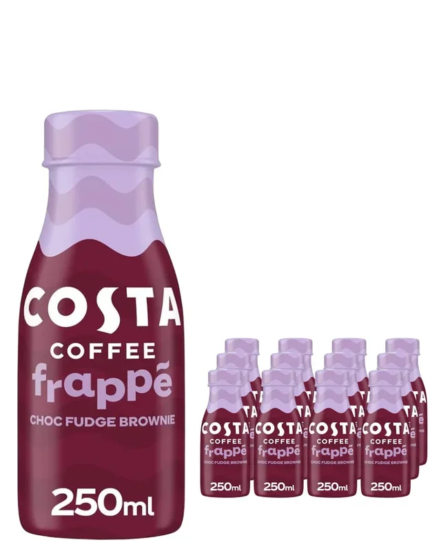 Costa Coffee Frappe Choc Fudge Brownie Plastic Bottle Iced Coffee, 12 x 250 ml