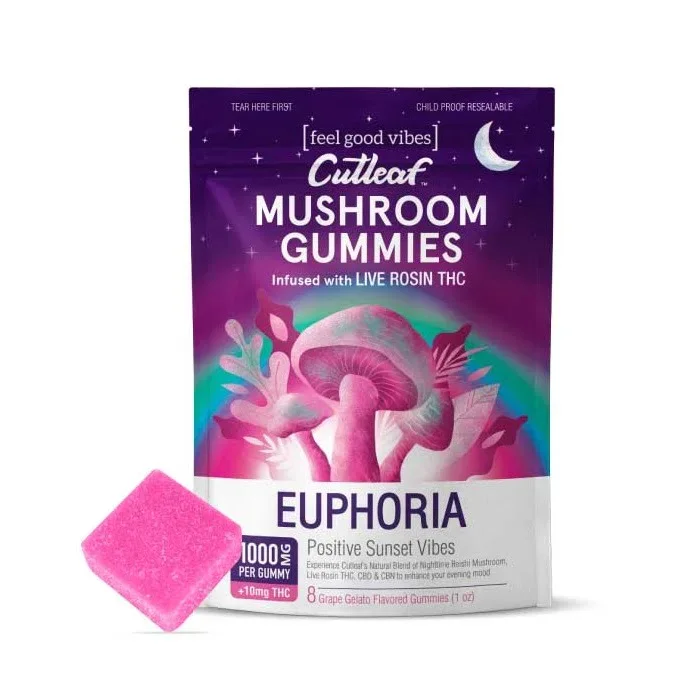 Cutleaf – Mushroom Gummies – Euphoria – Grape Gelato – 1000MG