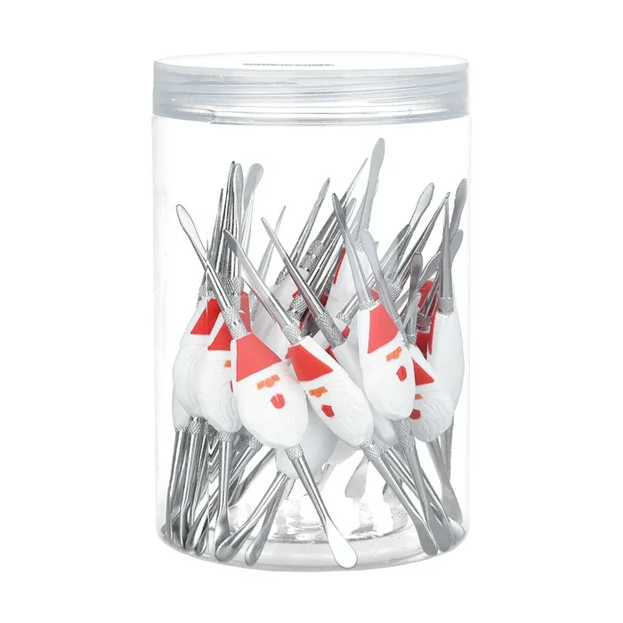 Dank Tools Holiday Dab Tool | 4.5″ Santa Claus Grip Stainless Steel – 30PC Tub