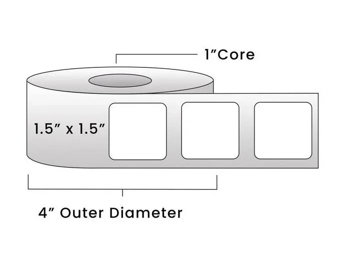 Direct Thermal Labels – Metrc Label – 1.5 ” x 1.5 ” – 1 ” Core / 4 ” Outer Diameter – (950 Labels Per Roll)
