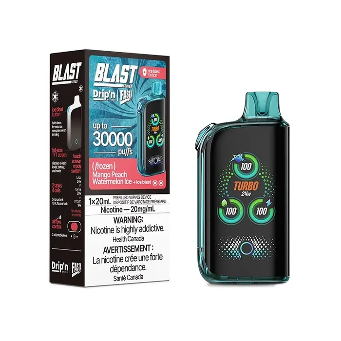 Drip’n by Envi x Fasta Blast 30K Disposable – Mango Peach Watermelon Ice (FED)