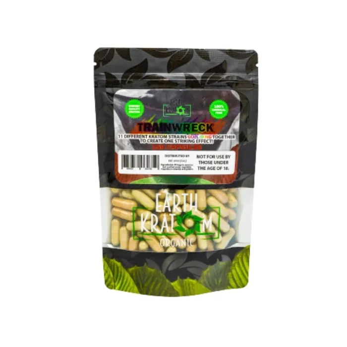 Earth Kratom Trainwreck – 150ct Kratom Capsules