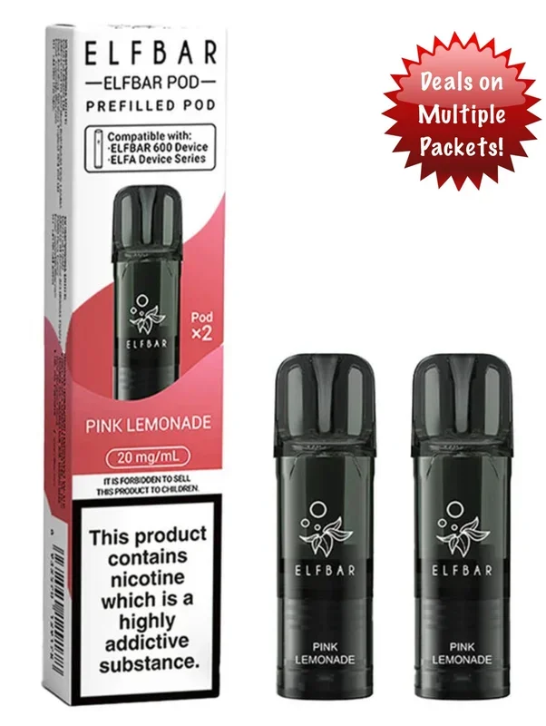 Elf Bar 600 Replacement Pods Pink Lemonade x2