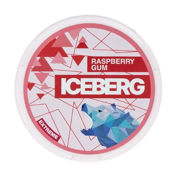 Extreme Raspberry Gum Nicotine Pouches by Iceberg