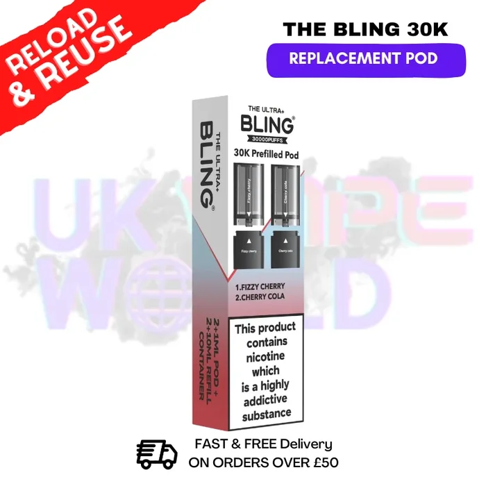 Fizzy Cherry Bling 30k REFIL PACK Ultra Plus Pods – £6.99