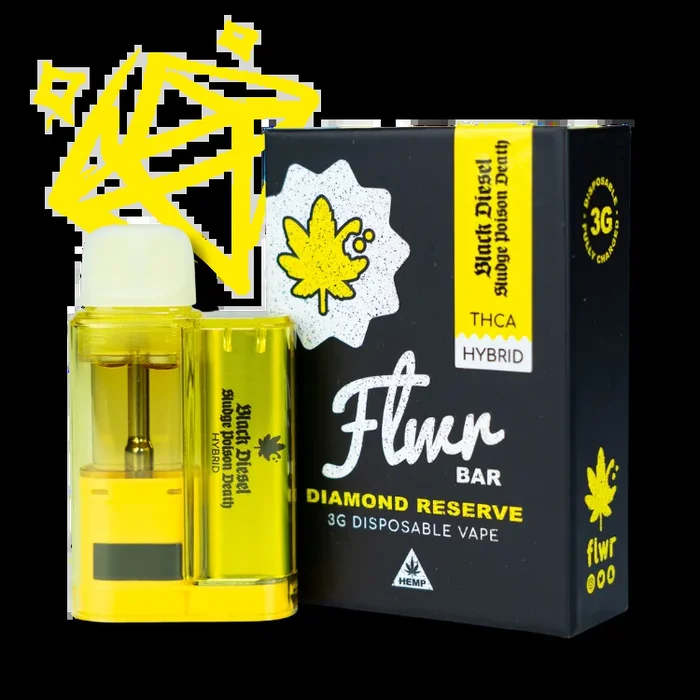 Flwr Bar DR – 3G Nano THCA Disposable – Black Diesel Sludge Poison Death – Hybrid