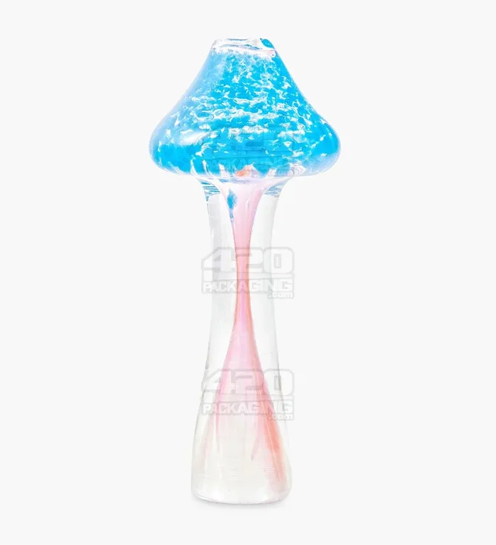 Frit & Fumed Mushroom Chillum Hand Pipe | 3in Long – Glass – Assorted