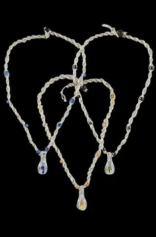 Glass Mushroom/Beaded Hemp Necklace