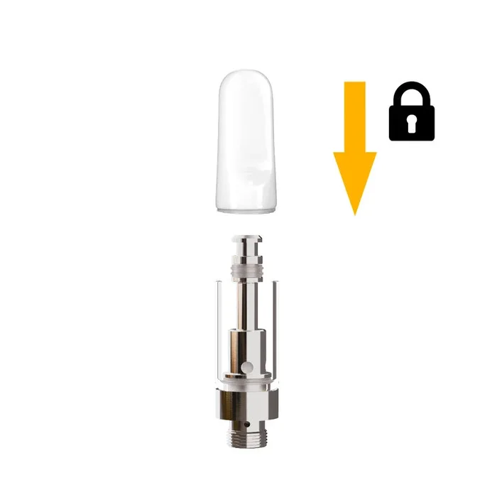 Glass Vape Cartridge with Ceramic Coil – Easy Press-On White Ceramic Tip – 0.5ml