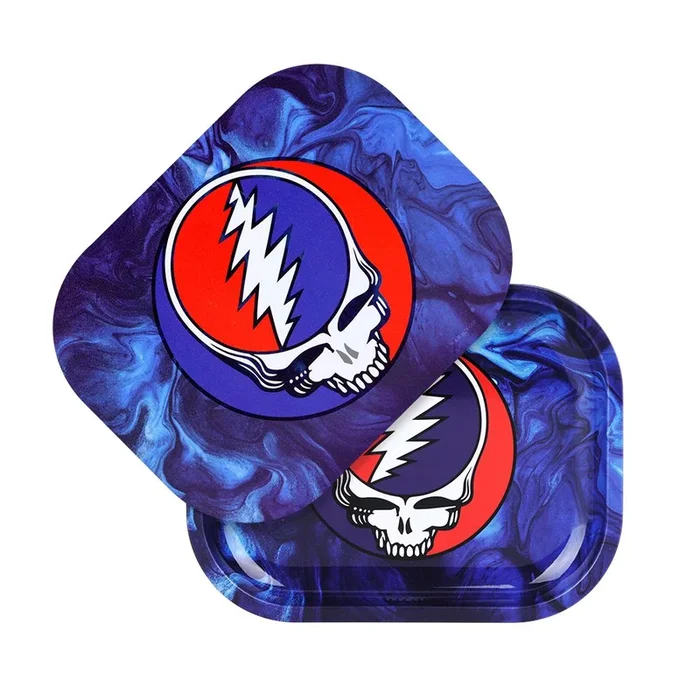 Grateful Dead x Pulsar Mini Rolling Tray & Lid Kit – Steal Your Face Swirls / 7″x5.5″