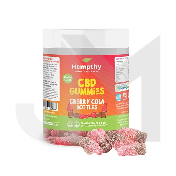 Hempthy 900mg CBD Cherry Cola Bottles – 30 Pieces