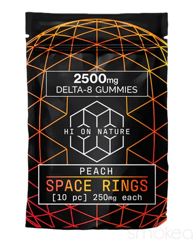 Hi On Nature 2500mg Delta 8 Space Rings Gummies – Peach