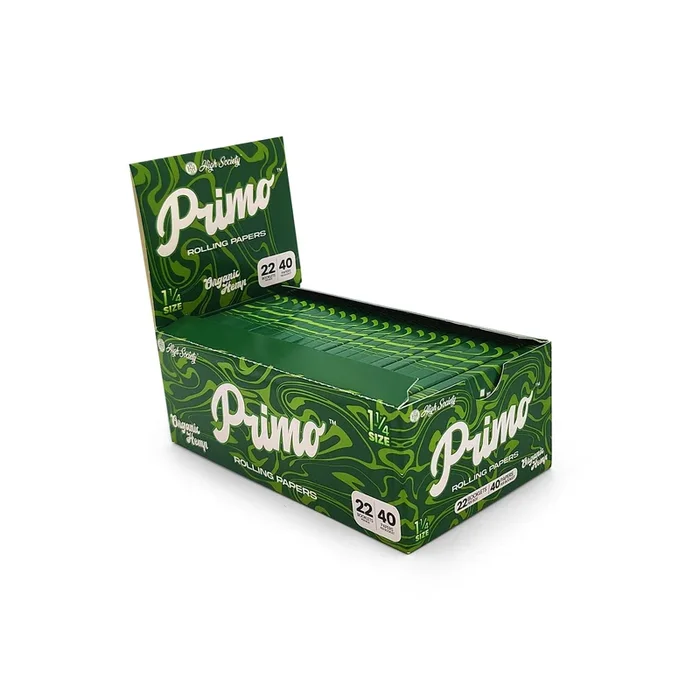 High Society Primo 1.25″ Organic Hemp Rolling Papers w/ Crutches (Box of 22 Packs)